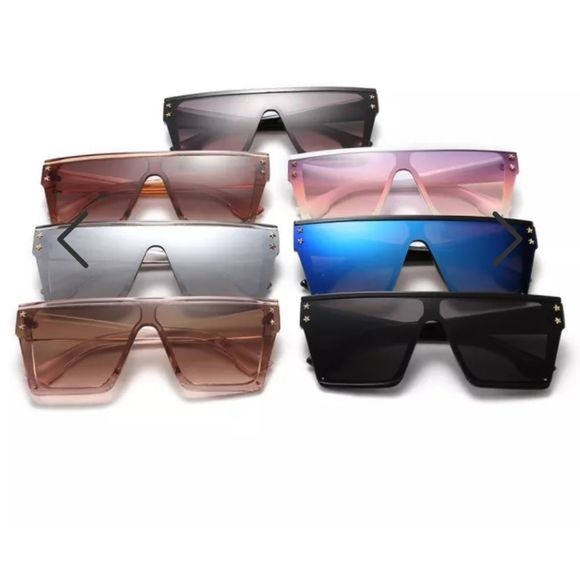 OVERSIZED FLAT TOP DESIGNER STYLE SUNGLASSES W CASE - Picture 9 of 13